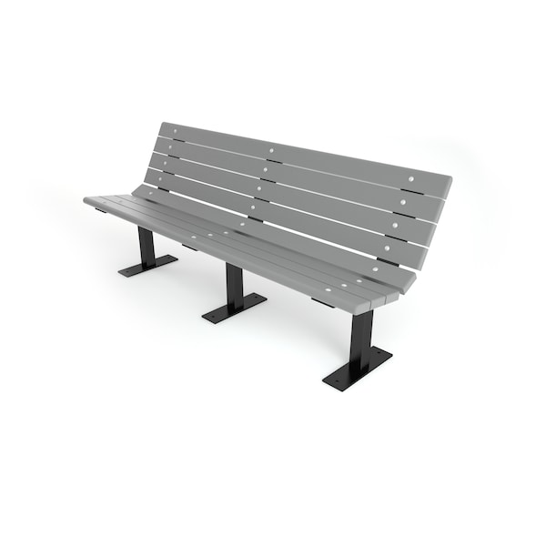 Frog Furnishings Gray 6' Contour Bench Surface Mount w/ Black Frame PB 6GRABFCON - main